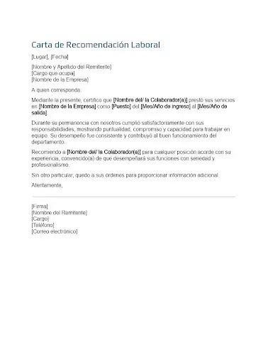 Carta de recomendación laboral: Descarga Gratis en PDF y Word | Consultas El Universal